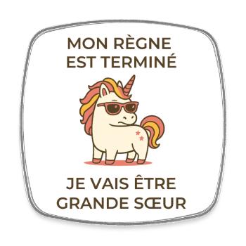 Je vais être grande sœur Licorne drôle - Magnet carré - blanc - Devant