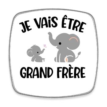 T-shirt Je Vais Être Grand Frère Annonce Bébé - Magnet carré - blanc - Devant