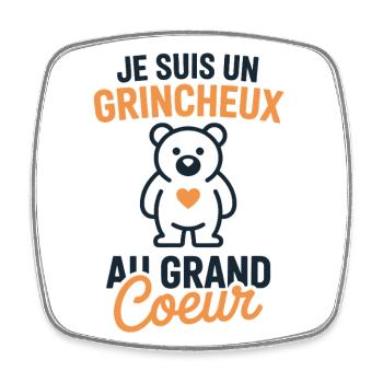 humoristique Je suis un grognon au grand cœur - Magnet carré - blanc - Devant