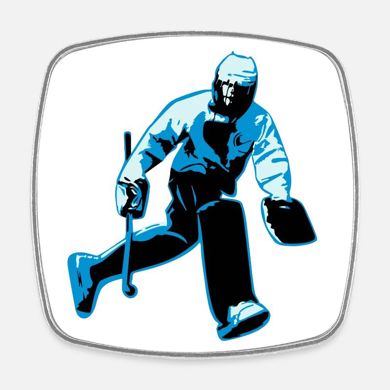 Field hockey goalkeeper - Square fridge magnet - white