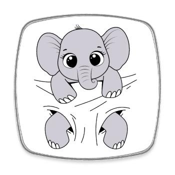 Baby Elephant Animal Baby Elephant Carry - Square fridge magnet - white - Front
