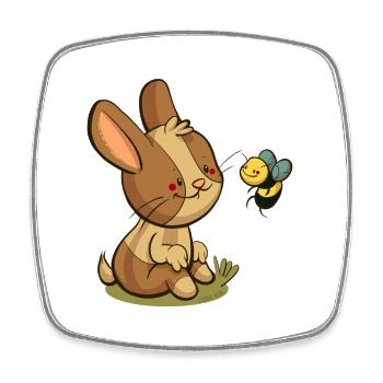 Hase und Biene - Viereckiger Kühlschrankmagnet - Weiß - Vorne