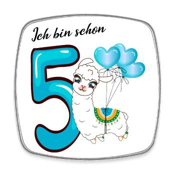 Fünfter Geburtstag Ich bin schon fünf Jahre - Viereckiger Kühlschrankmagnet - Weiß - Vorne