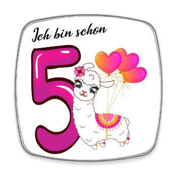 Fünfter Geburtstag Ich bin schon fünf Jahre - Viereckiger Kühlschrankmagnet - Weiß - Vorne