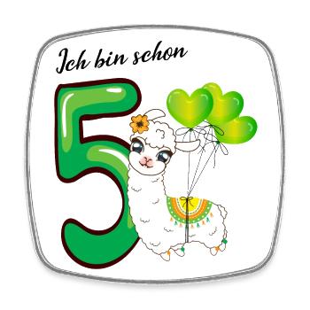 Fünfter Geburtstag Ich bin schon fünf Jahre - Viereckiger Kühlschrankmagnet - Weiß - Vorne