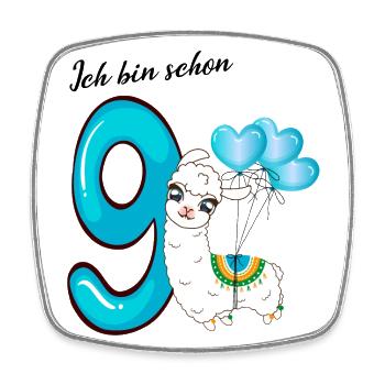Neunter Geburtstag Ich bin schon neun Jahre - Viereckiger Kühlschrankmagnet - Weiß - Vorne