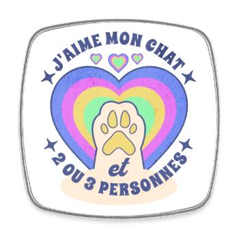 J'aime mon chat humour chat cadeau femme fille - Magnet carré - blanc - Devant