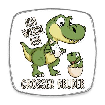 Dinosaurier Dino Baby Ich werde ein großer Bruder - Viereckiger Kühlschrankmagnet - Weiß - Vorne