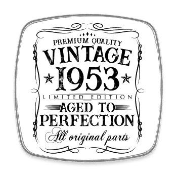 1953 vintage 70 years birthday gift - Square fridge magnet - white - Front