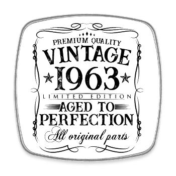 1963 vintage vintage 60 years birthday gift - Square fridge magnet - white - Front