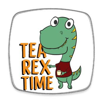 Tea Rex Time Outfit - Viereckiger Kühlschrankmagnet - Weiß - Vorne