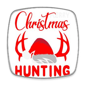Merry Christmas Hunting Outfit - Square fridge magnet - white - Front