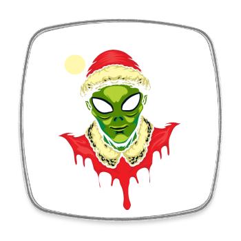 Tenue de Père Noël extraterrestre - Magnet carré - blanc - Devant