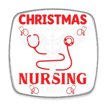 Christmas Nursing Crew Outfit - Square fridge magnet - white - Front