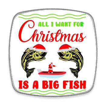 Tout ce que je veux pour Noël, c’est un gros poisson - Magnet carré - blanc - Devant