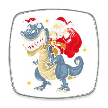 t Rex Santa Outfit - Square fridge magnet - white - Front
