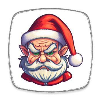 Père Noël, Bad Santa, tenue - Magnet carré - blanc - Devant