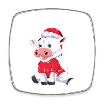 Merry Muu Mas Weihnachtsoutfit - Viereckiger Kühlschrankmagnet - Weiß - Vorne