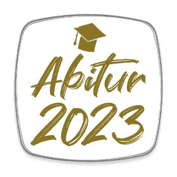 Abschluss Abitur 2023 Hut Pinselschrift - Viereckiger Kühlschrankmagnet - Weiß - Vorne