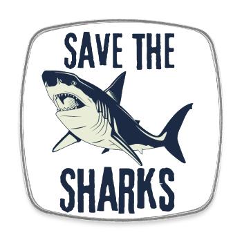Save the sharks - Viereckiger Kühlschrankmagnet - Weiß - Vorne