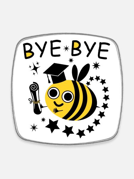 BYE BYE Abeille - Magnet carré - blanc