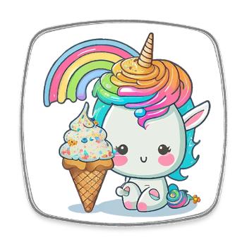 Le paradis des licornes aux cheveux arc-en-ciel - Magnet carré - blanc - Devant