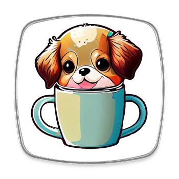 Happiness with a dog: man's best friend - Square fridge magnet - white - Front