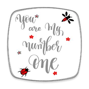 you are my number one, Marienkäfer - Viereckiger Kühlschrankmagnet - Weiß - Vorne