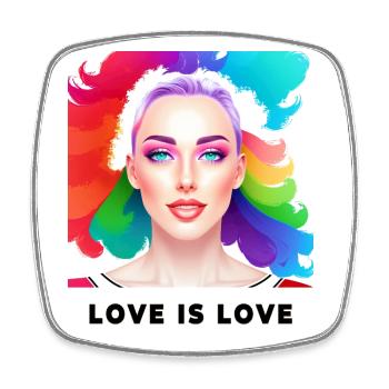 Mignon LGBT Fille colorée L’amour est l’amour Pride - Magnet carré - blanc - Devant