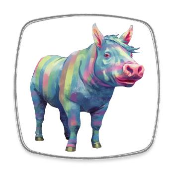 Schwein und Pferd - Regenbogen Moderne Kunst - Viereckiger Kühlschrankmagnet - Weiß - Vorne