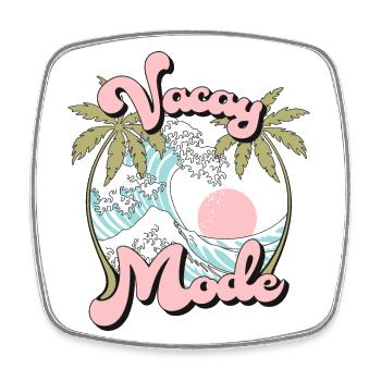 Vacay Mode Sommer Urlaub Palmen Wellen Retro - Viereckiger Kühlschrankmagnet - Weiß - Vorne