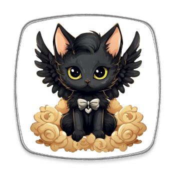 Dark Emo Gothic Angel Cat – Distinctive - Square fridge magnet - white - Front