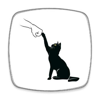 Black Cat Fist Bump - Square fridge magnet - white - Front