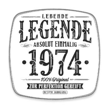 1974 Jahrgang Geburtstag Geschenk Lebende Legende - Viereckiger Kühlschrankmagnet - Weiß - Vorne
