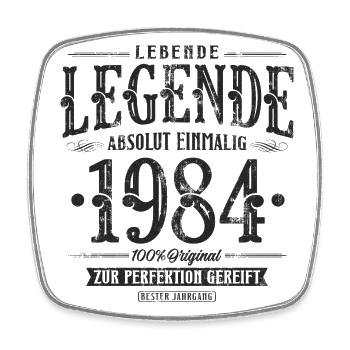 1984 Jahrgang Geburtstag Geschenk Lebende Legende - Viereckiger Kühlschrankmagnet - Weiß - Vorne