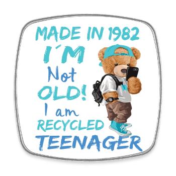 1982 Geburtstag Teddy funny old Teenager - Viereckiger Kühlschrankmagnet - Weiß - Vorne