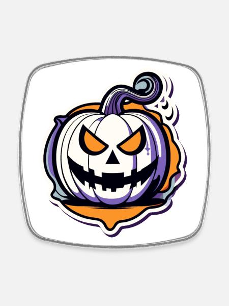 Kürbis Halloween Zeichnung - Viereckiger Kühlschrankmagnet - Weiß