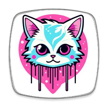 Cute Cat Illustration - Square fridge magnet - white - Front