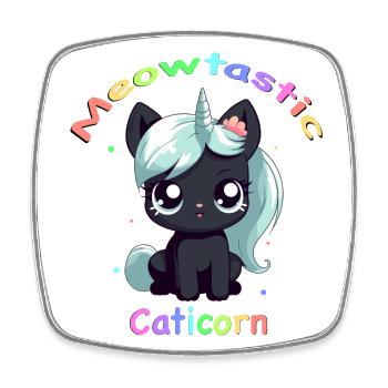 Caticorn Meowtastic Shirt, Cute Unicorn Cat. - Square fridge magnet - white - Front