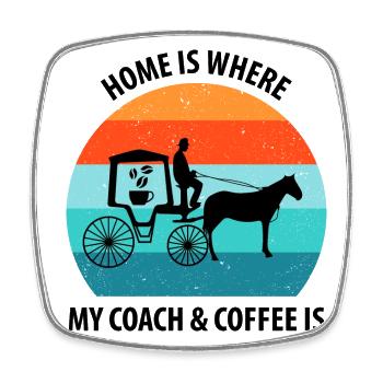 Kutscher Kutsche Pferdekutscher Kaffee - Viereckiger Kühlschrankmagnet - Weiß - Vorne