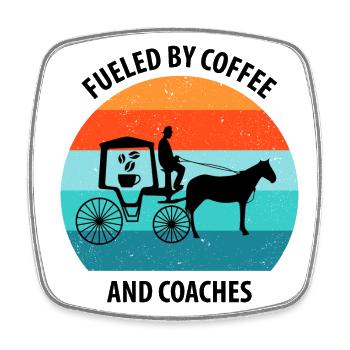Coachman Carriage Horse-drawn carriage Coffee - Square fridge magnet - white - Front