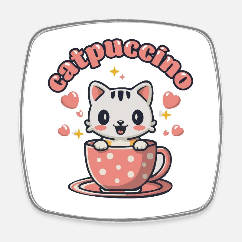 Catpuccino - Square fridge magnet - white