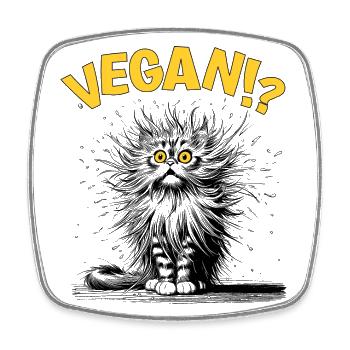 Cat vegan, Comic - Square fridge magnet - white - Front