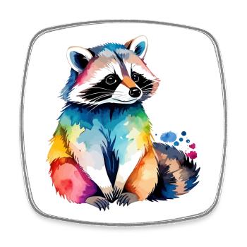 Illustration aquarelle de raton laveur - Magnet carré - blanc - Devant