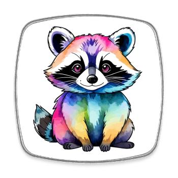 Illustration aquarelle de raton laveur - Magnet carré - blanc - Devant