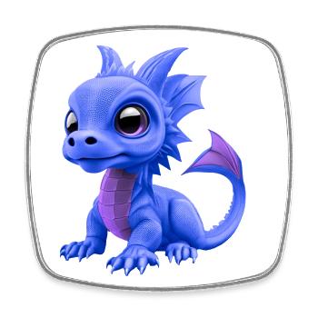 Baby Drache Blau | Niedlicher blauer Baby Drache - Viereckiger Kühlschrankmagnet - Weiß - Vorne