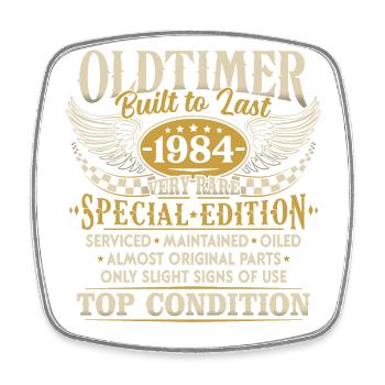 Oldtimer 1984 Jahrgang geboren Geburtstag Geschenk - Viereckiger Kühlschrankmagnet - Weiß - Vorne
