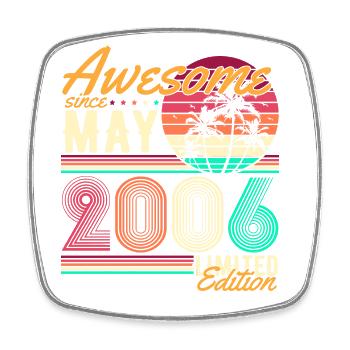May 2006 Vintage Vintage Retro Birthday - Square fridge magnet - white - Front
