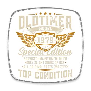Oldtimer 1979 Jahrgang geboren Geburtstag Geschenk - Viereckiger Kühlschrankmagnet - Weiß - Vorne