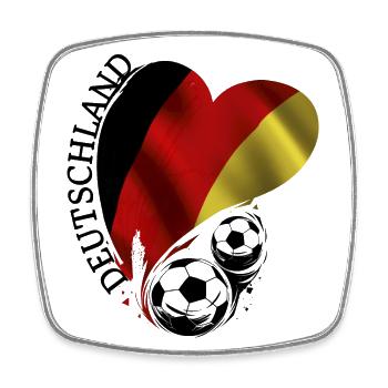 Fussball Herz Deutschland Liebe Schwarzrotgelb - Viereckiger Kühlschrankmagnet - Weiß - Vorne